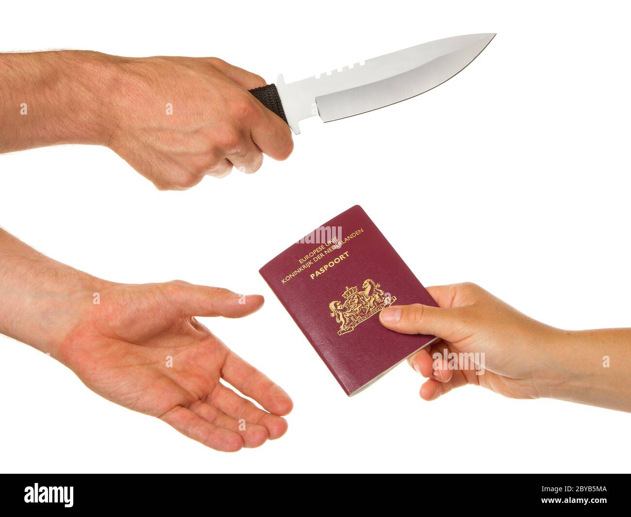 Man with knife threatening a woman Stock Photo Alamy