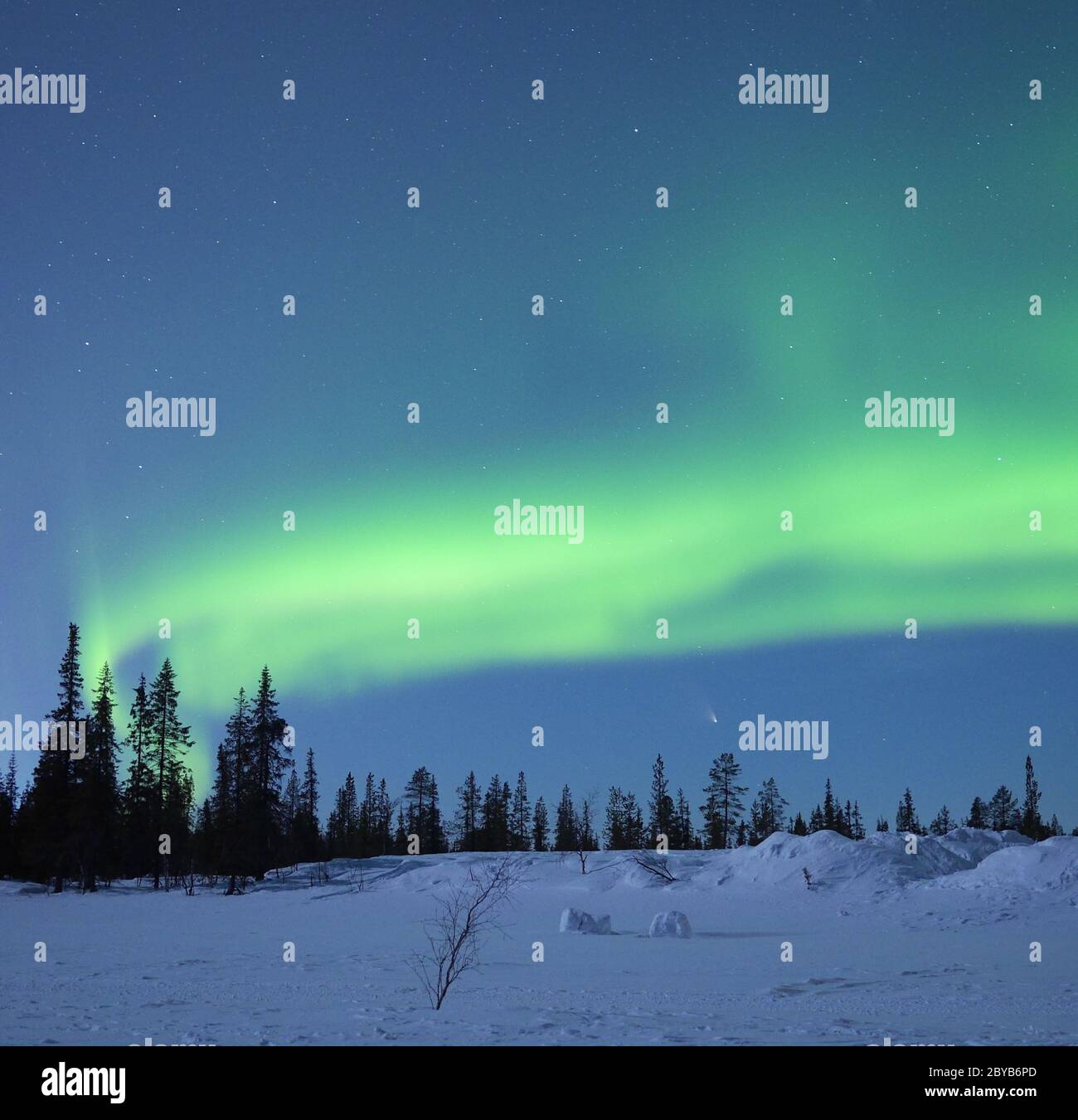 aurora borealis with comet Stock Photo