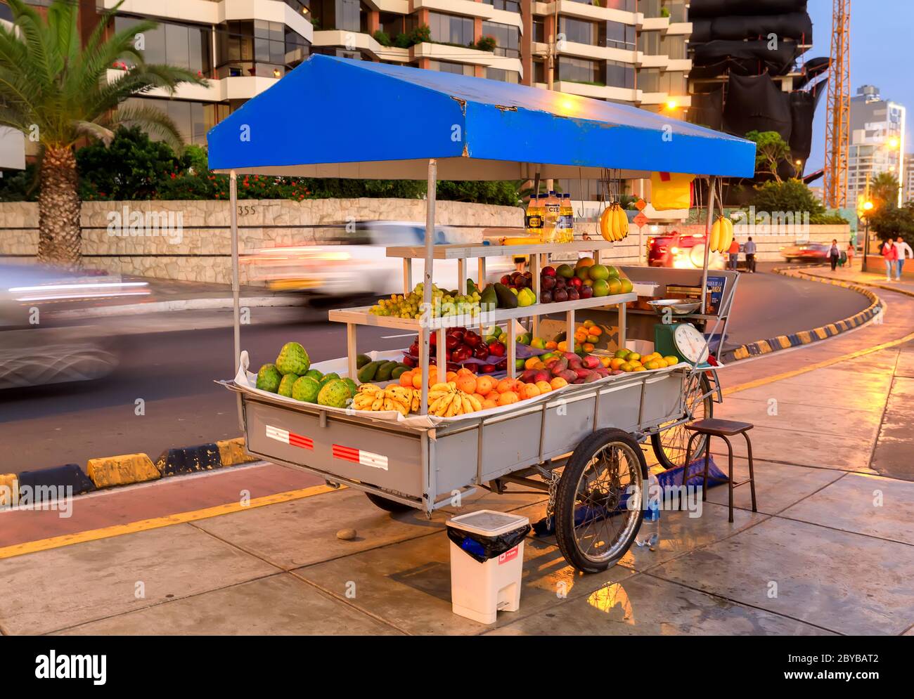 Fruit street market on Miraflores in the evening. Lima, Peru. South America Stock Photo