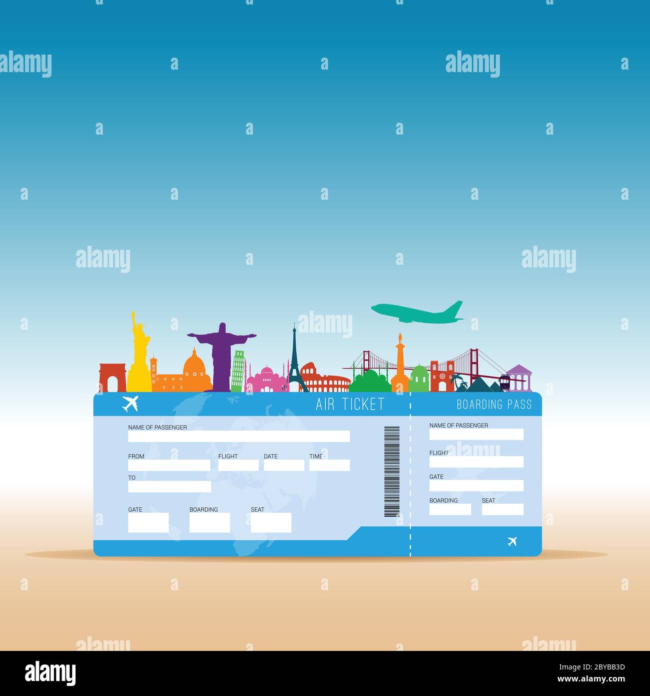 air ticket travel illustration in colorful Stock Vector Image & Art - Alamy