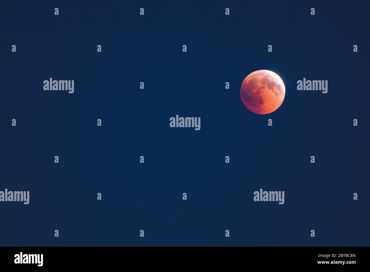Total lunar eclipse on July 27 2018 seen from Zadar in Croatia Stock Photo