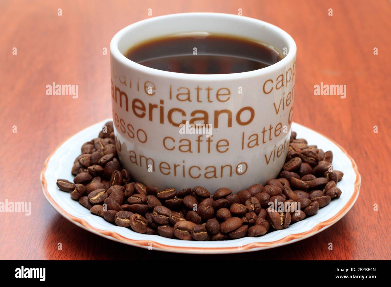 cup of coffee with coffe beans Stock Photo