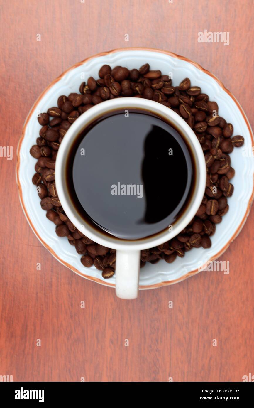 cup of coffee with coffe beans Stock Photo