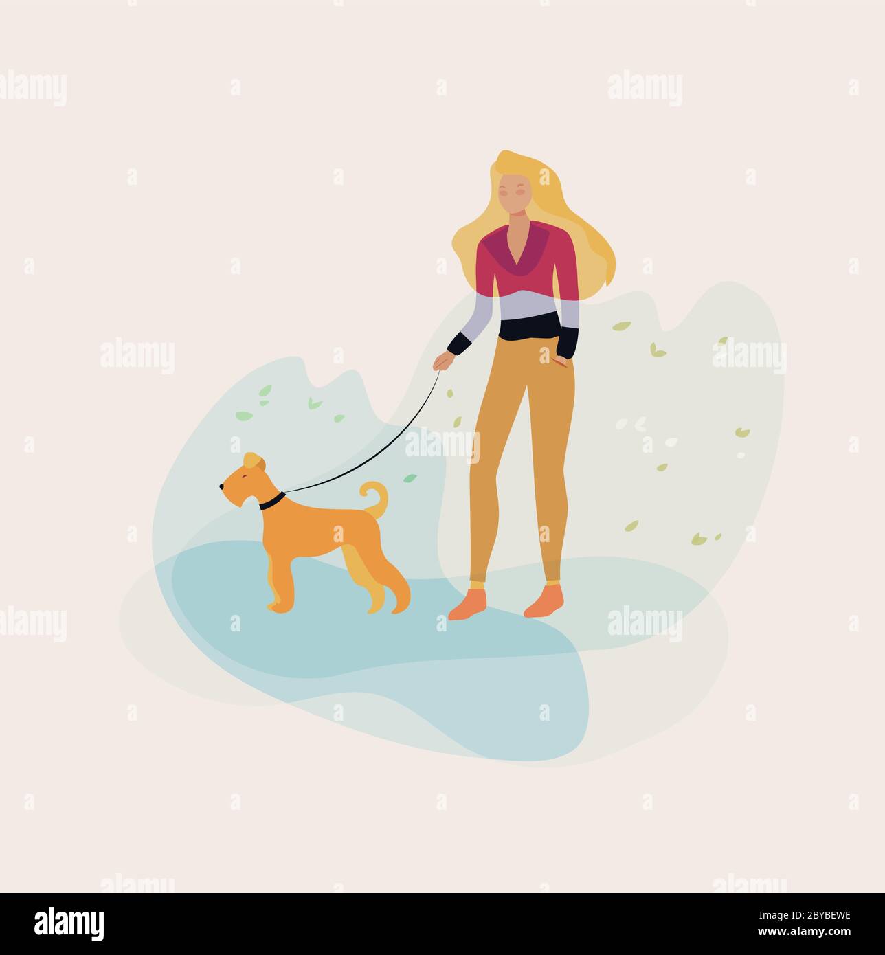Women walking a dog Stock Vector Images - Alamy