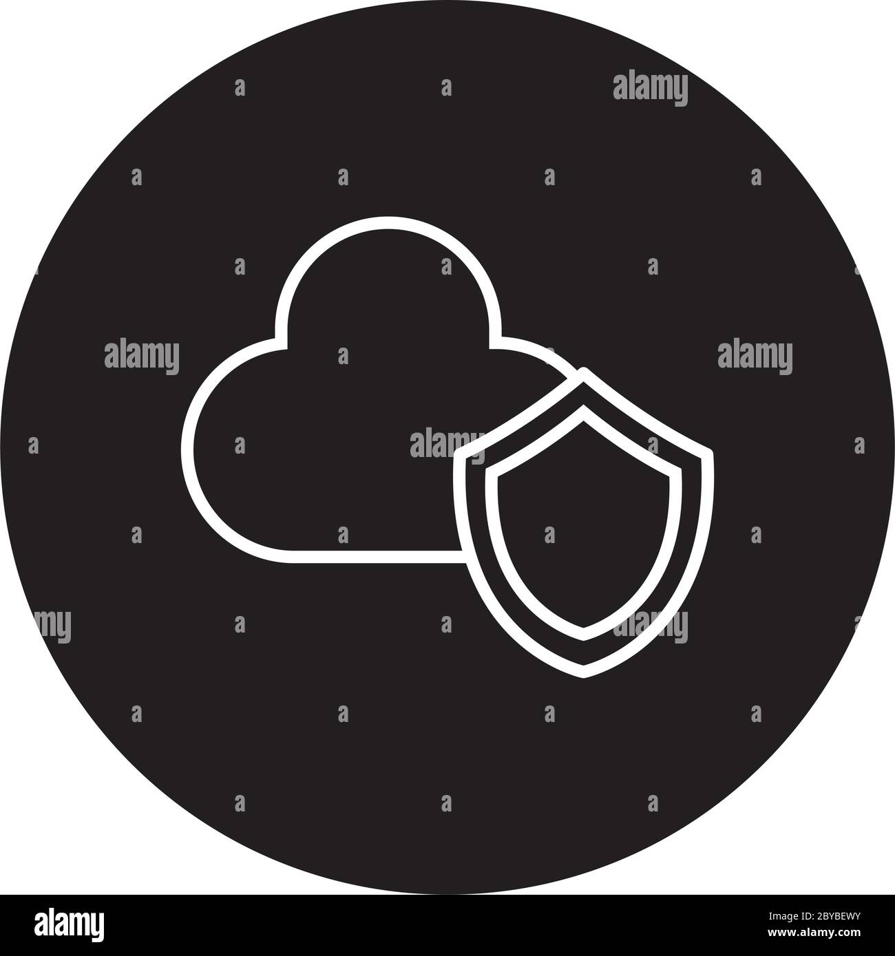cloud computing with shield block and line style vector illustration ...