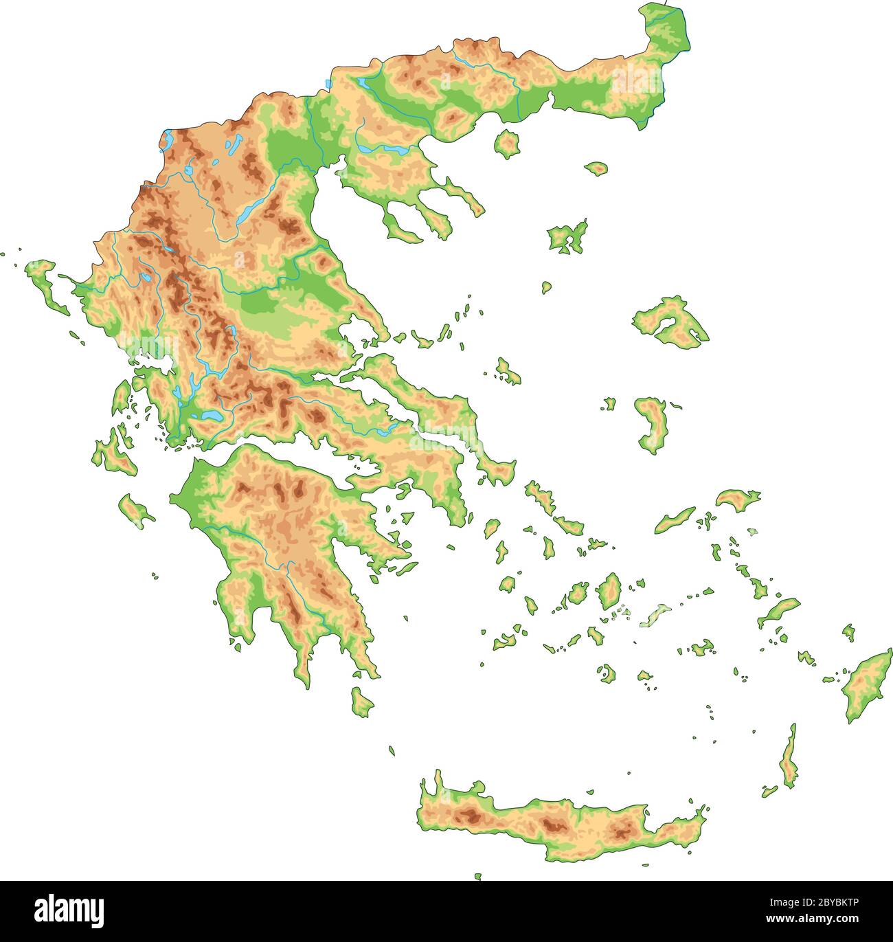 High detailed Greece physical map. Stock Vector