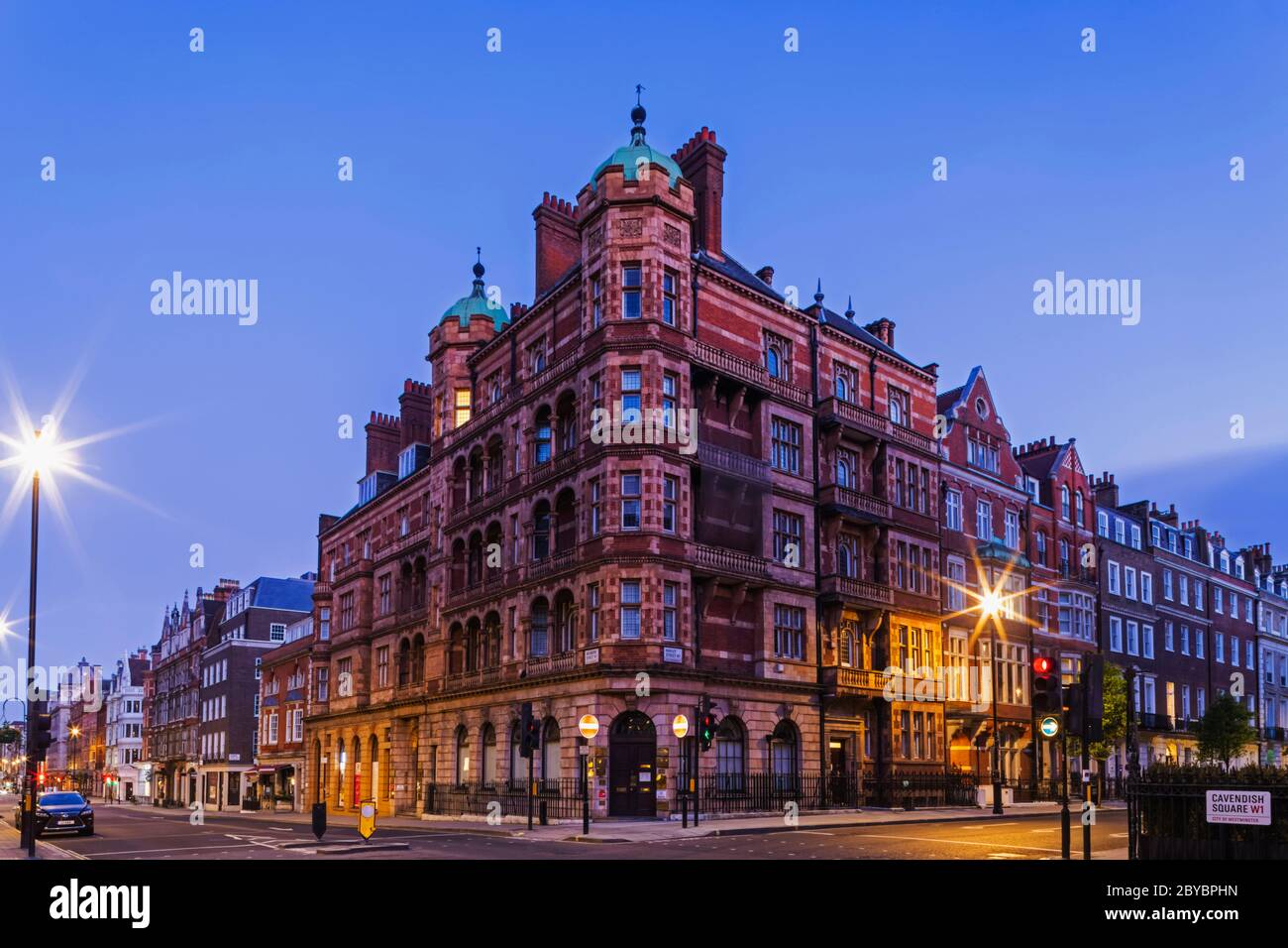 England, London, Marylebone, Corner of Harley Street and Cavendish Square Stock Photo