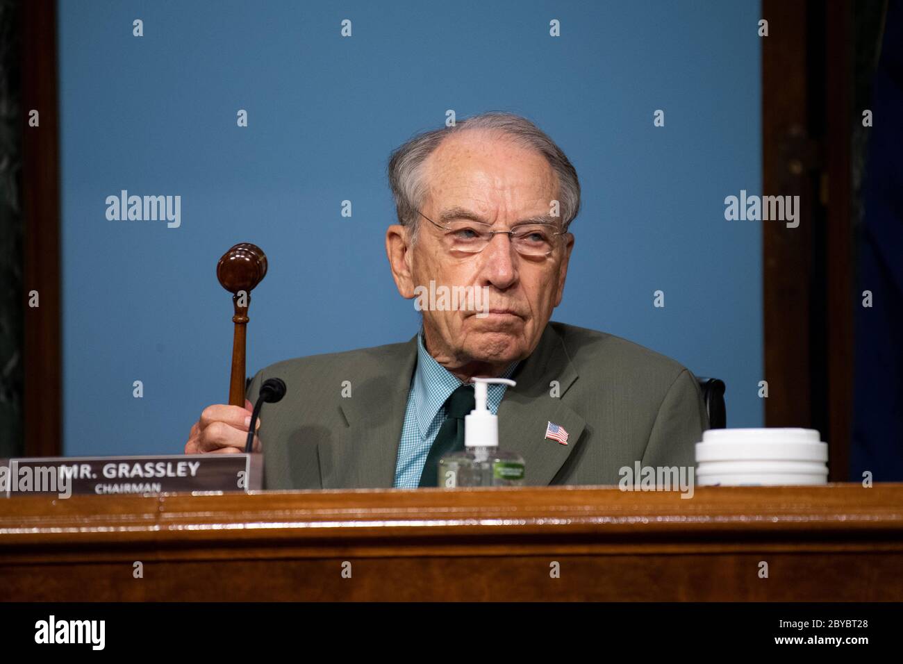 United States Senator Chuck Grassley (Republican of Iowa), Chairman, US Senate Committee on Finance, holds up a gavel during a hearing on “COVID-19/Unemployment Insurance” on Capitol Hill in Washington on Tuesday, June 9, 2020. Credit: Caroline Brehman/Pool via CNP /MediaPunch Stock Photo