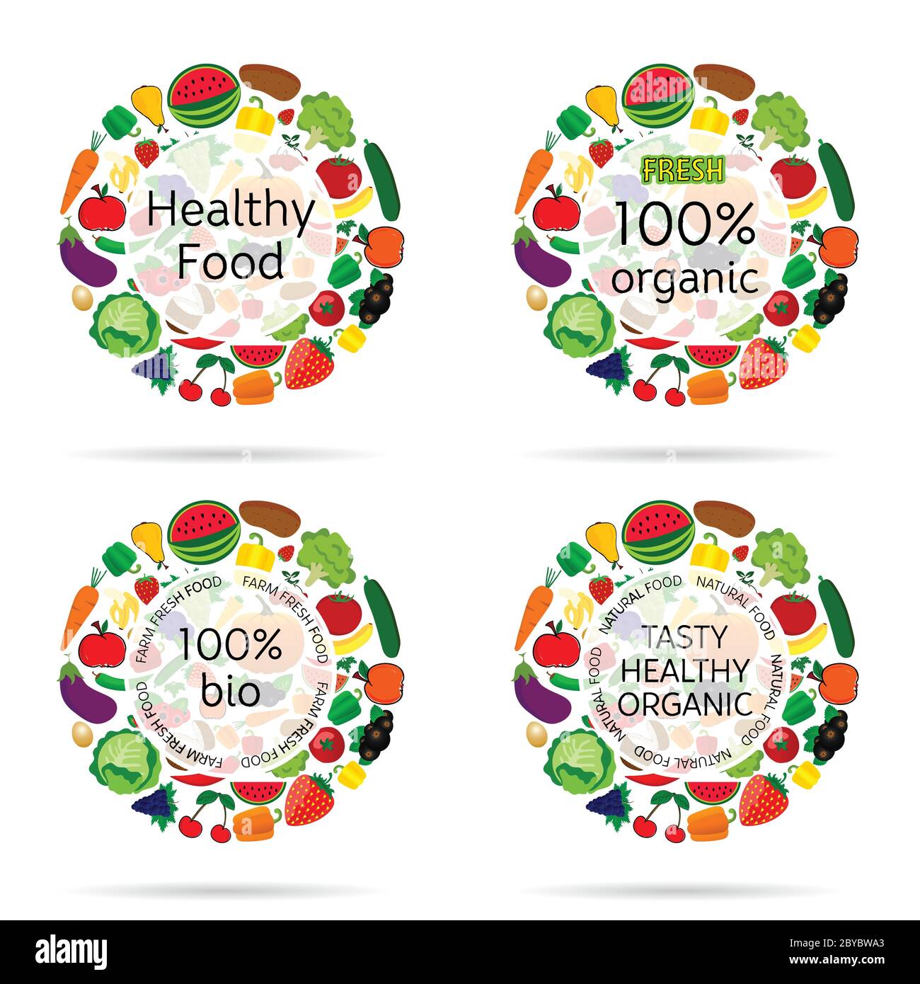 healthy food organic icon set illustration Stock Vector Image & Art - Alamy