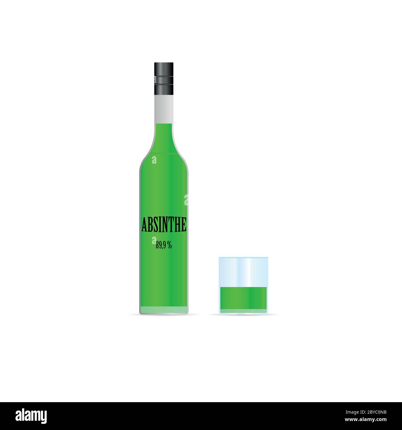 Absinthe alcohol liquor bottle with green splash Vector Image