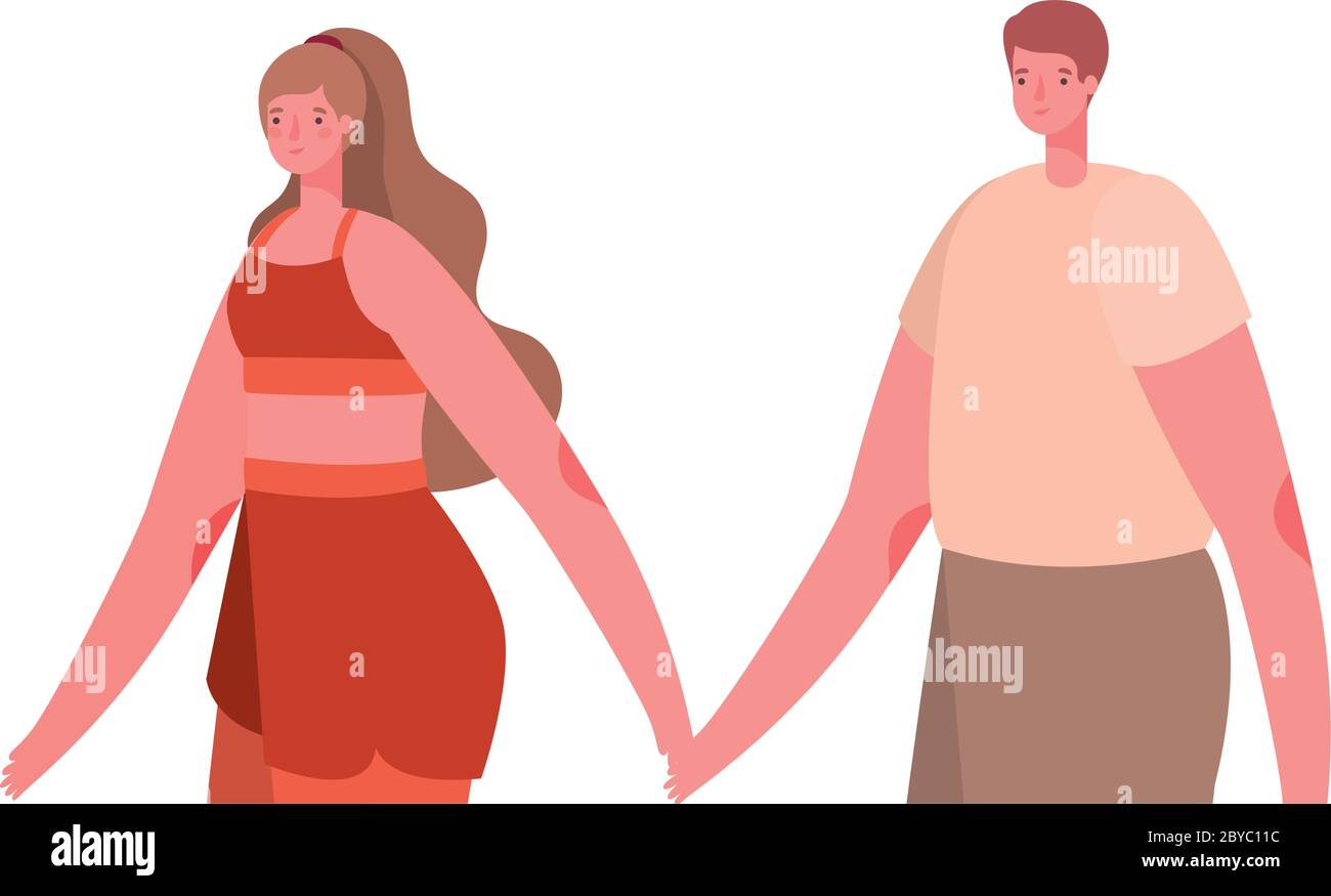 Couple of woman and man cartoon with sportswear design, Relationship ...