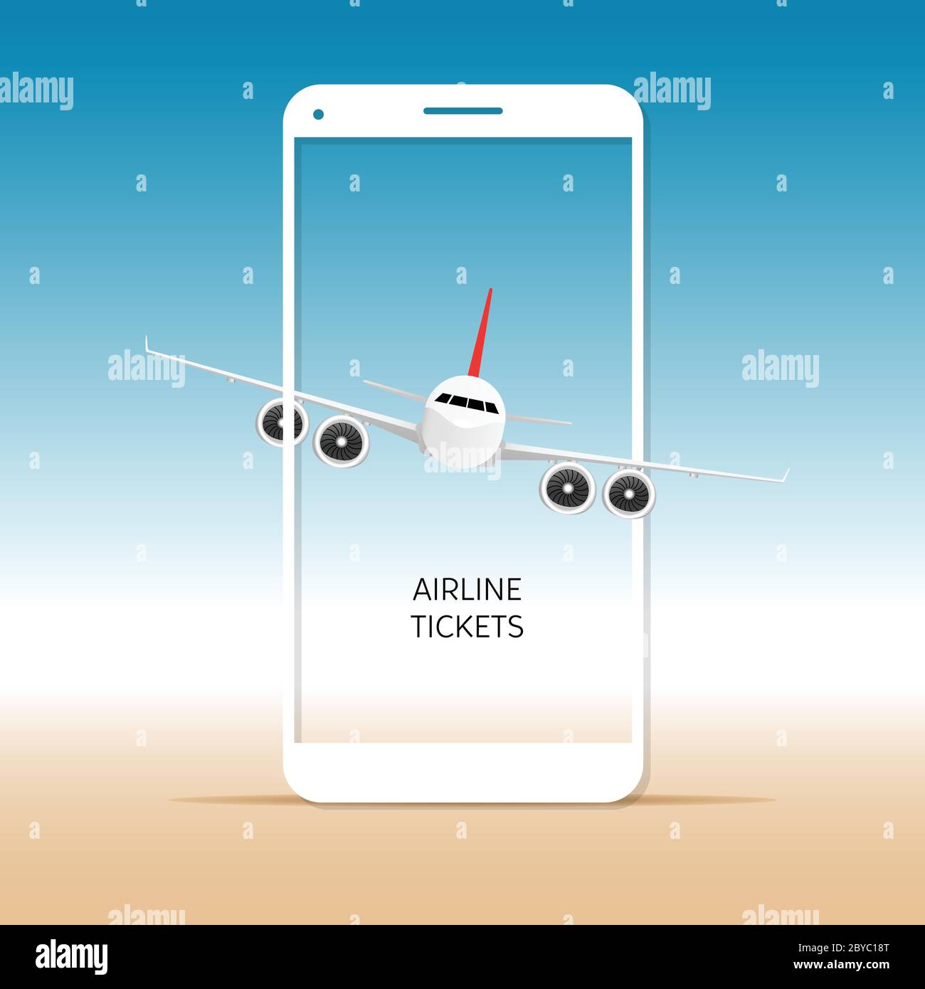 airplane on mobile phone illustration in colorful Stock Vector Image ...