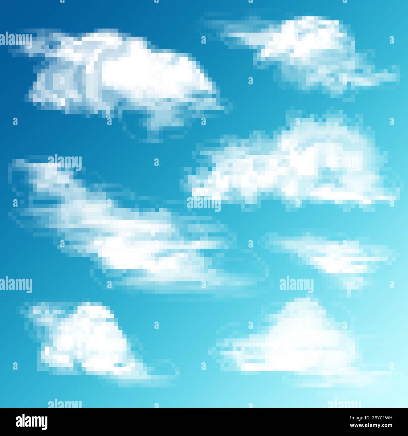 Realistic Clouds Set. White cloud. Blue Sky Panorama. Vector ...