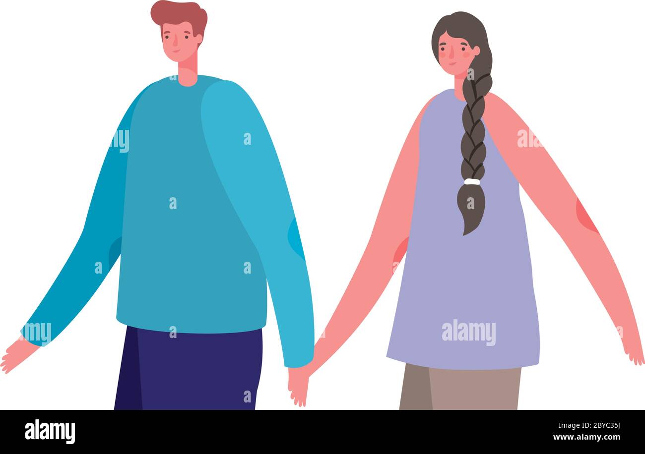 Couple of woman and man cartoon design, Relationship love and romance ...