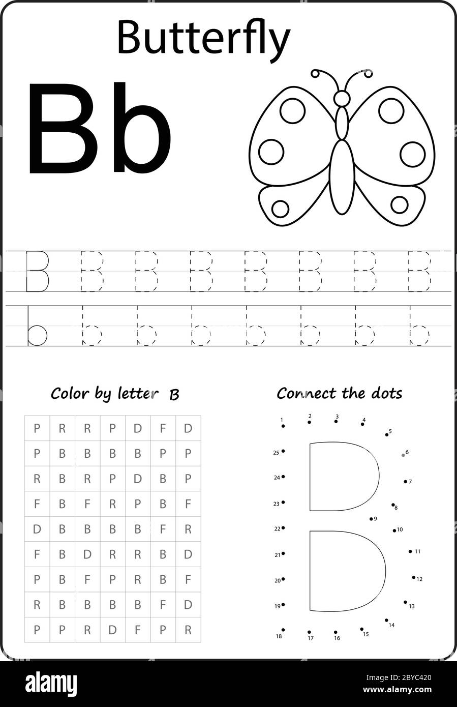 letter B. Alphabet letter. Worksheet. Task for kids. learning letters Stock  Vector Image & Art - Alamy
