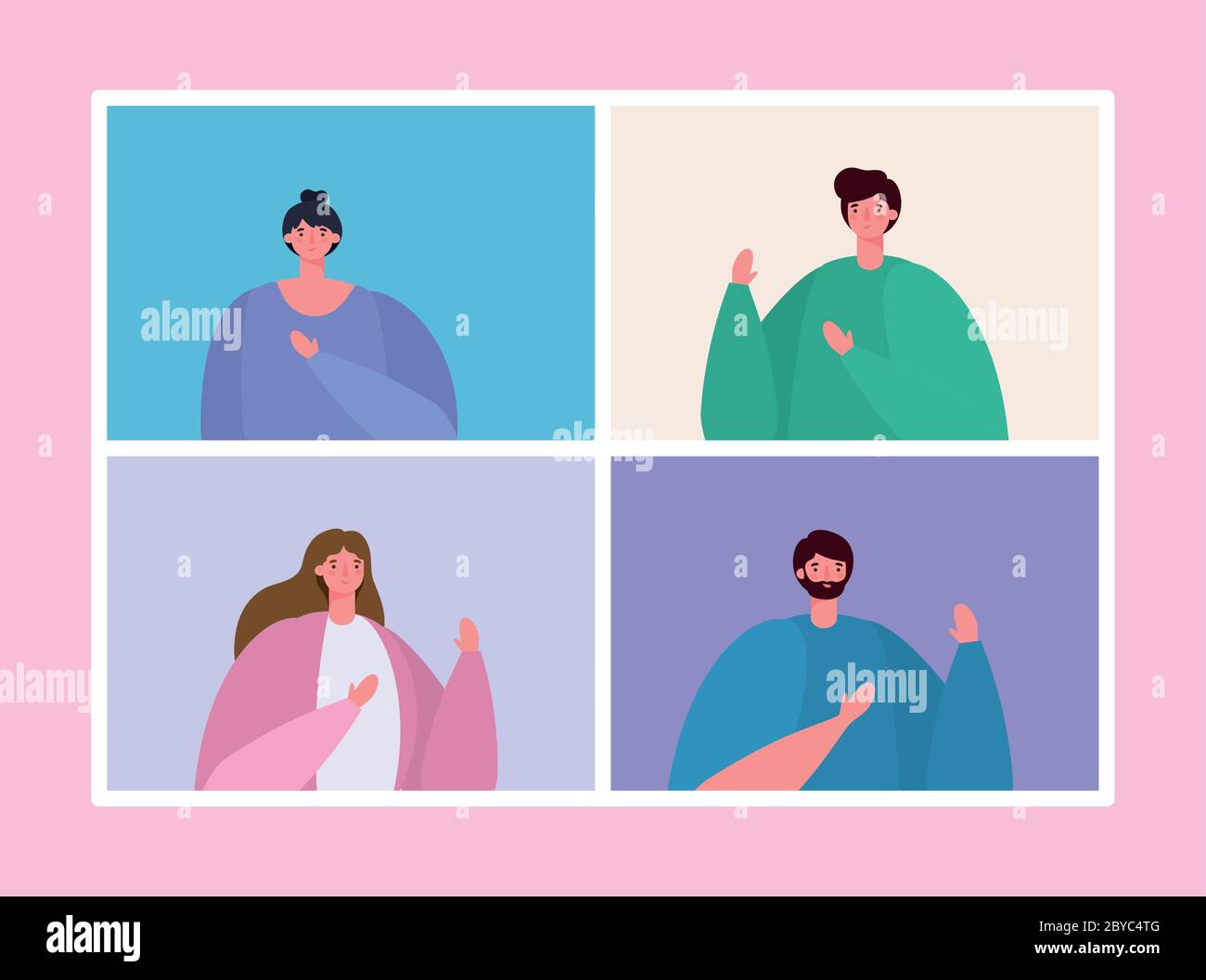 People avatars on websites frames in video chat design, Call online ...