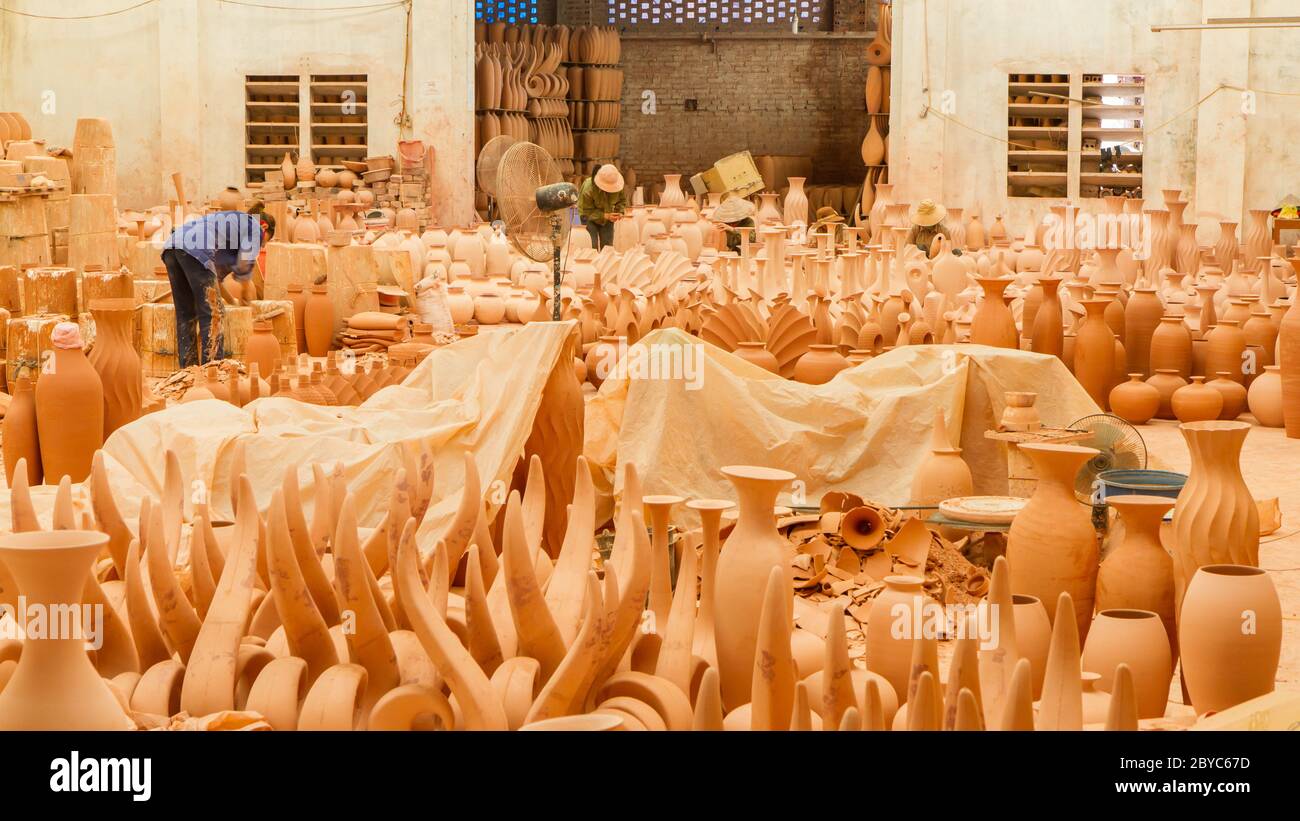 HALONG, VIETNAM, 9 AUGUST 2012; Pottery waiting to be sold at a factory