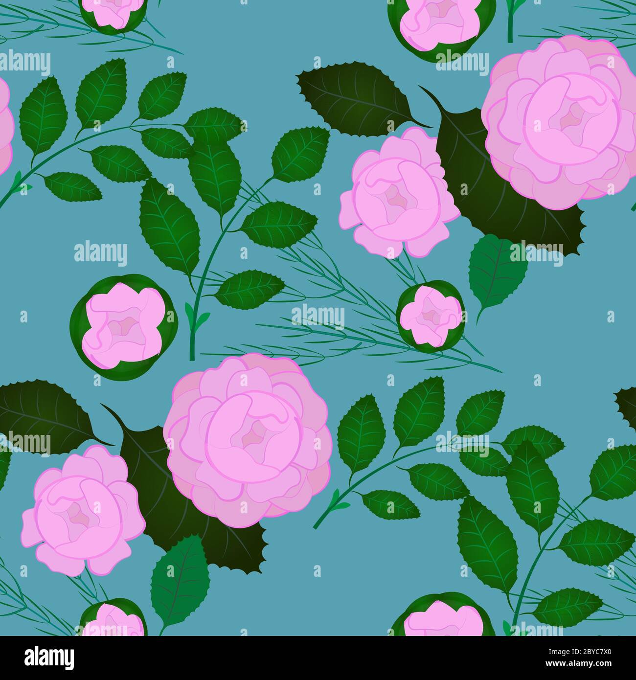 Floral Seamless Pattern Of Pink Delicate Roses Background For Fabric Print Postcard Wallpaper And Pattern Filling Stock Vector Image Art Alamy
