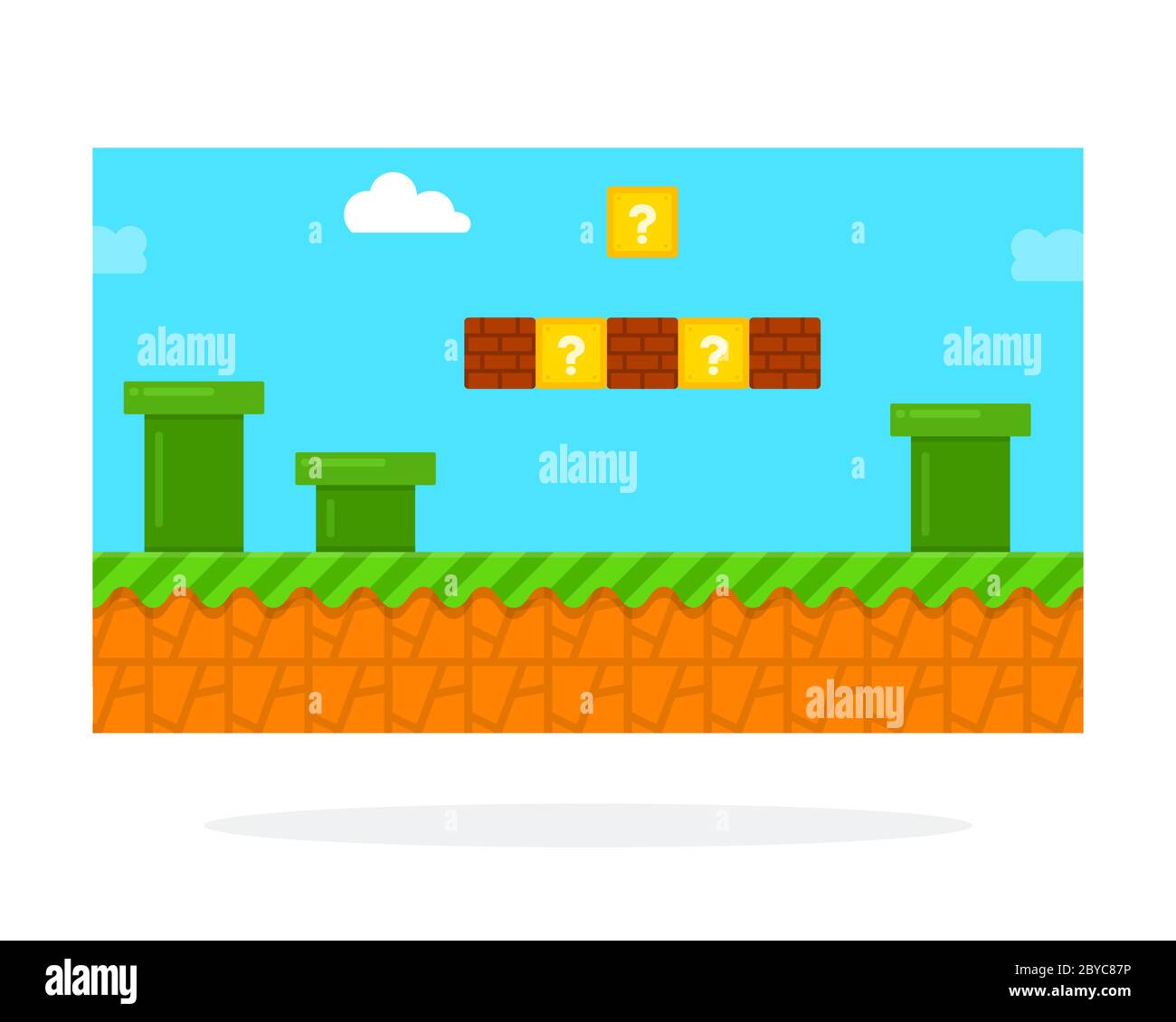 Screenshot of a retro computer game vector icon flat isolated. Stock Vector