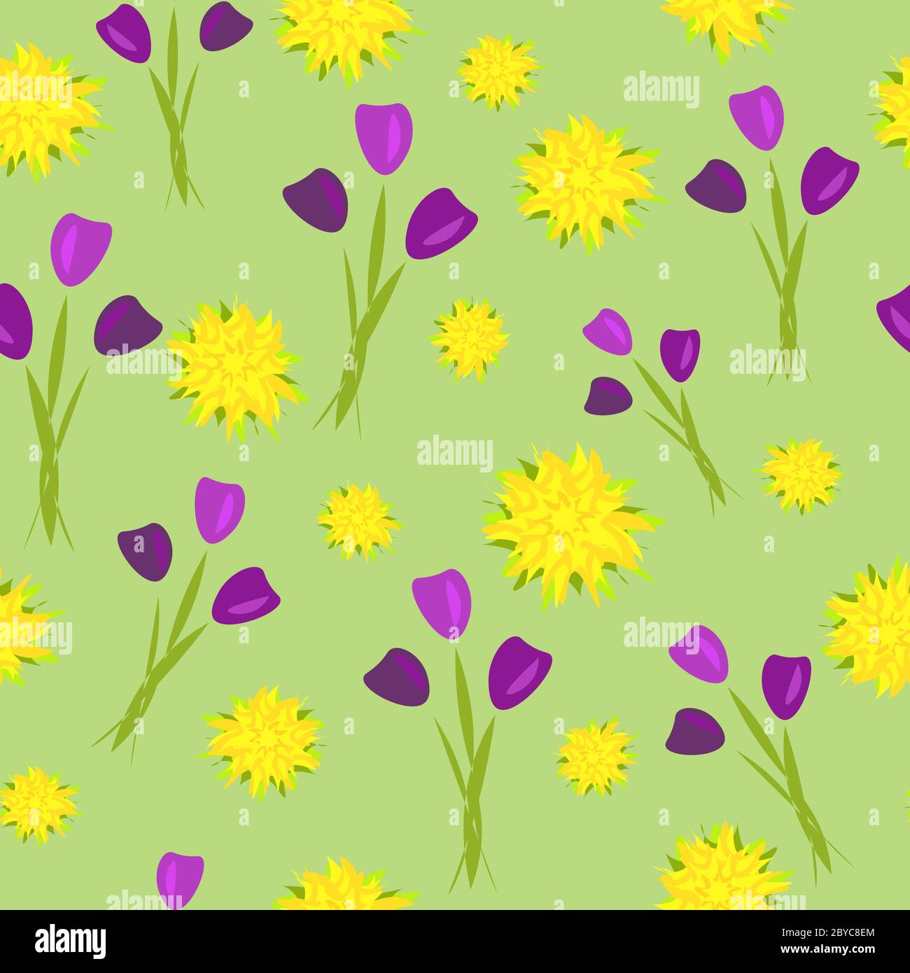 seamless floral pattern on a delicate green background Stock Vector ...