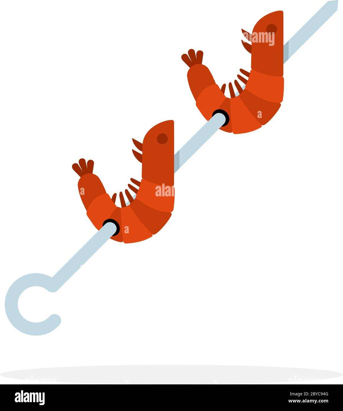 Two shrimps on a skewer vector flat isolated Stock Vector