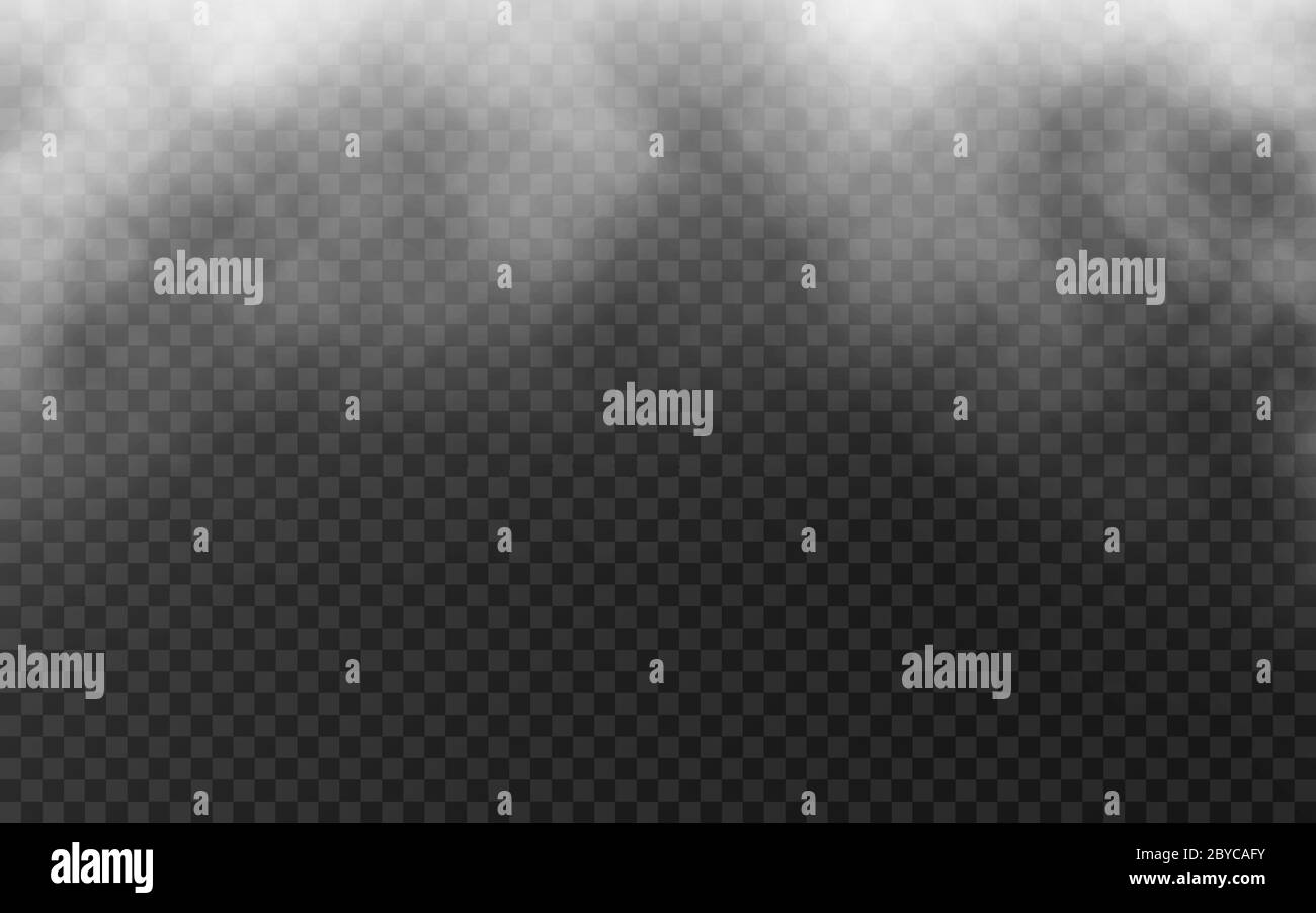 Smoke or fog texture on transparent backdrop. Realistic white clouds or ...