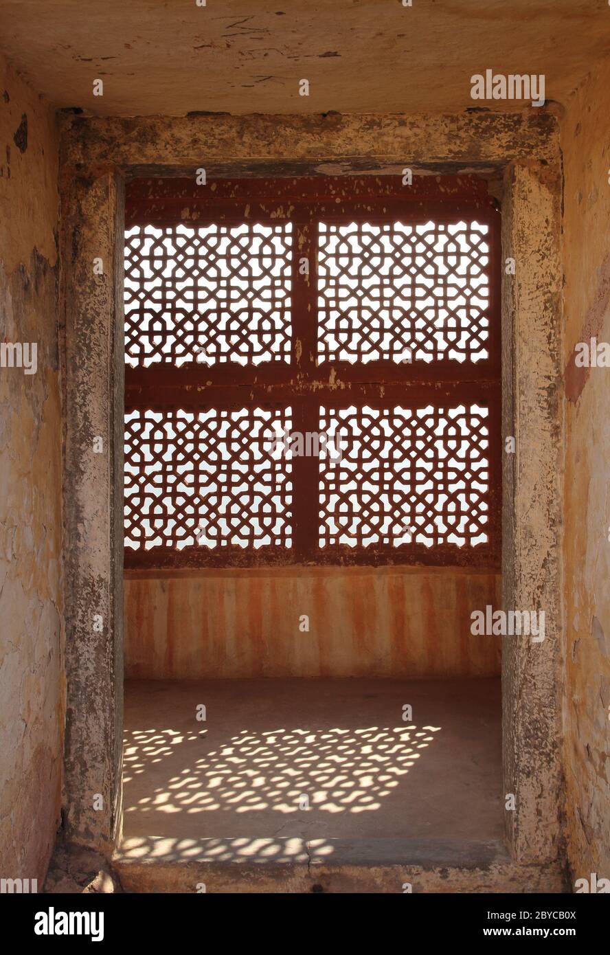 ornament lattice window in india Stock Photo