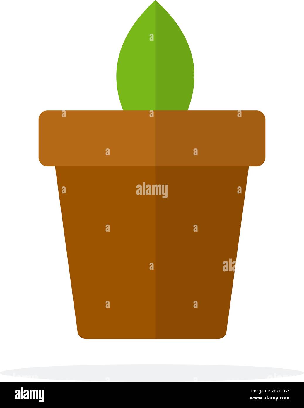 A young sprout in a pot flat isolated Stock Vector