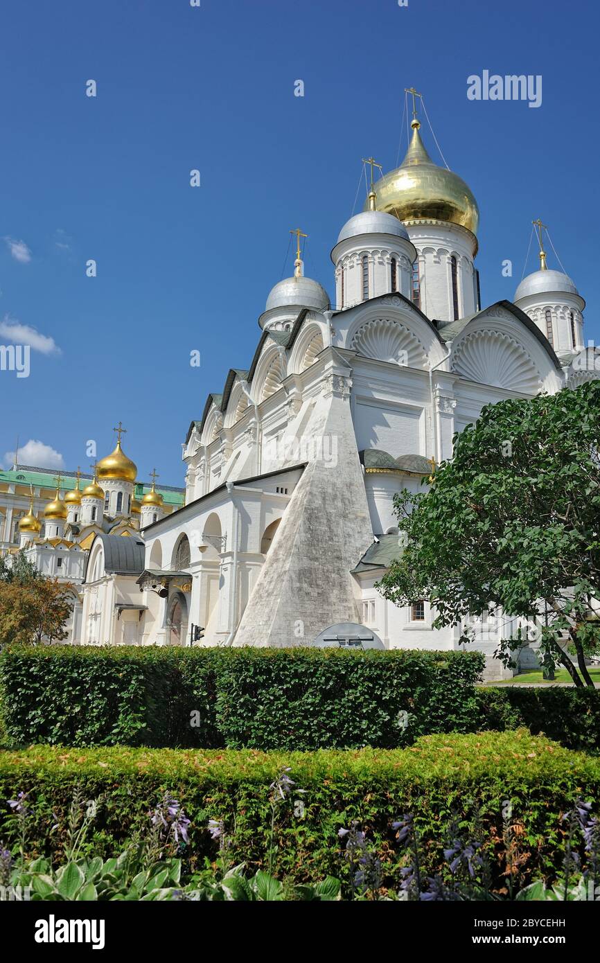Southeastern Corner of Archangel’s Cathedral in Moscow Kremlin Stock Photo