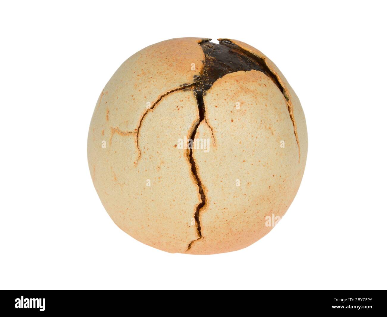 Old cracked clay pottery isolated Stock Photo