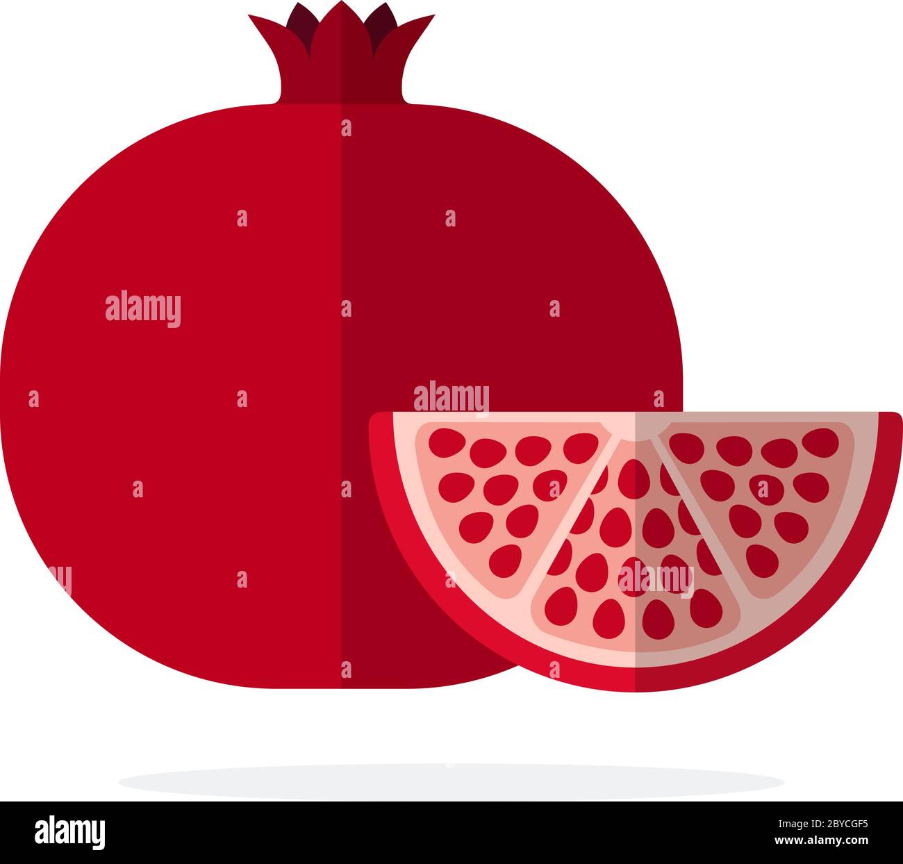 Pomegranate fruit and a piece of pomegranate flat isolated Stock Vector  Image & Art - Alamy