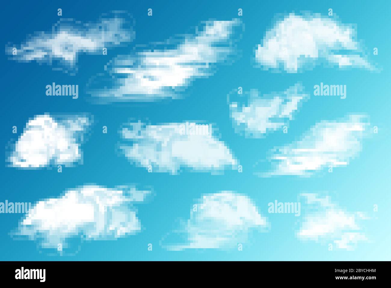 Realistic Clouds Set. White cloud. Blue Sky Panorama. Vector ...