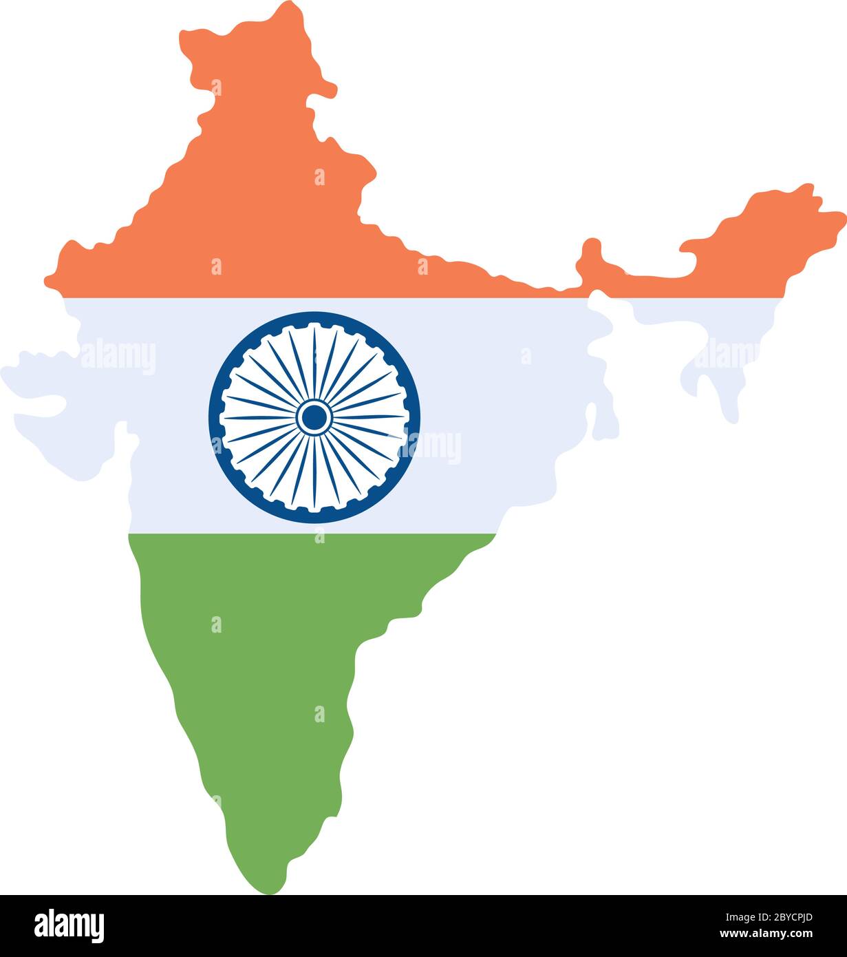 India independence day concept, India map with flag design over white  background, flat style, vector illustration Stock Vector Image & Art - Alamy