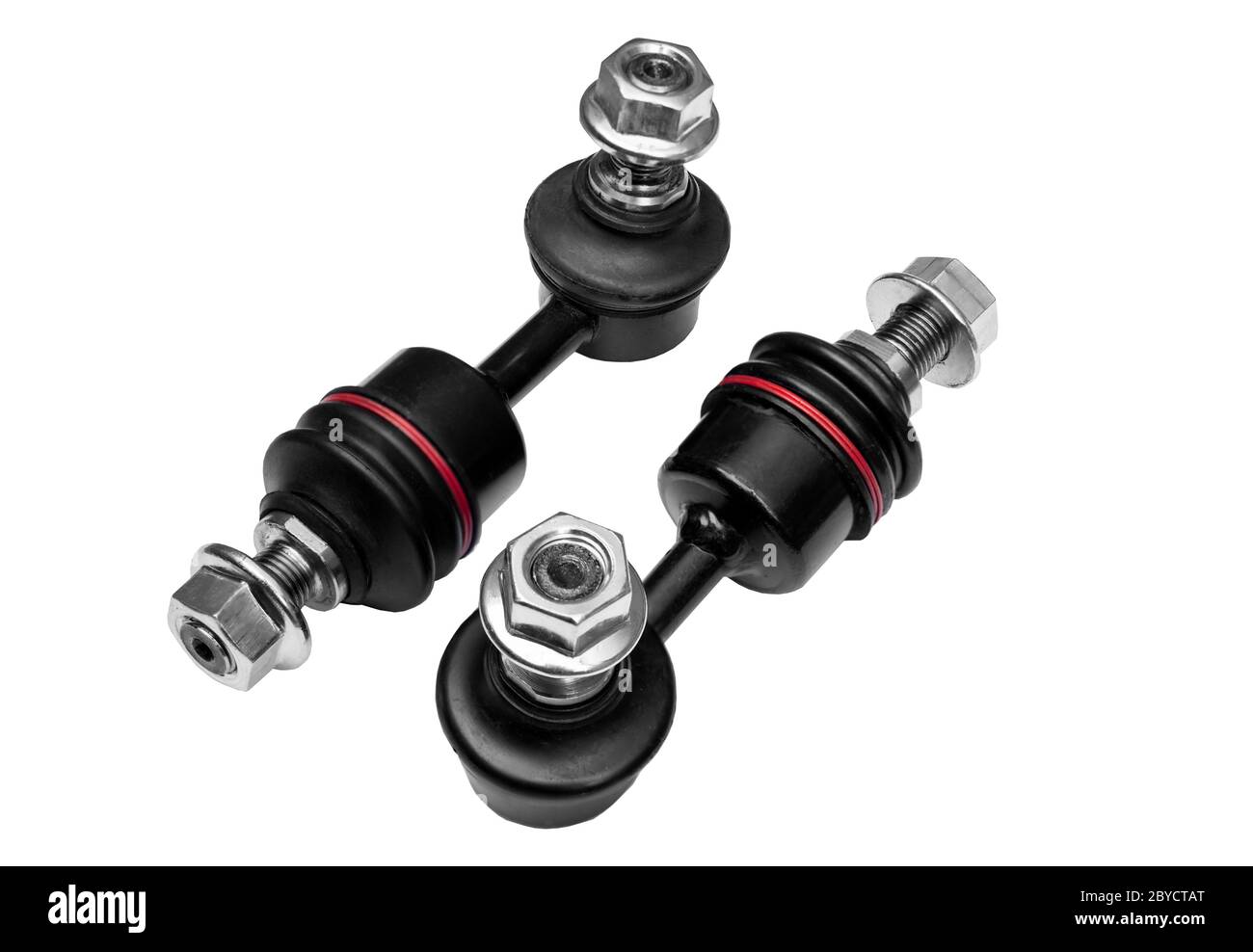 set of new car stabilizer links on a white background Stock Photo Alamy