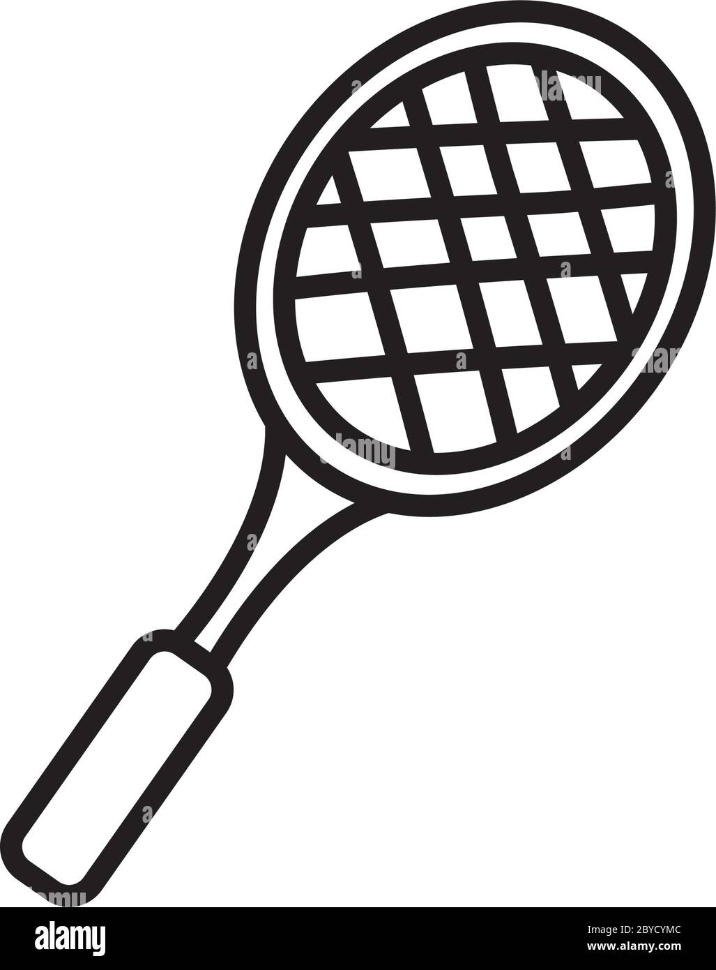 tennis racket icon over white background, line style, vector ...
