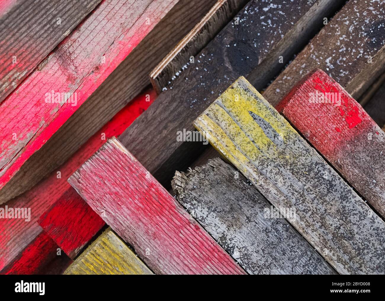 Red coloured laths Stock Photo