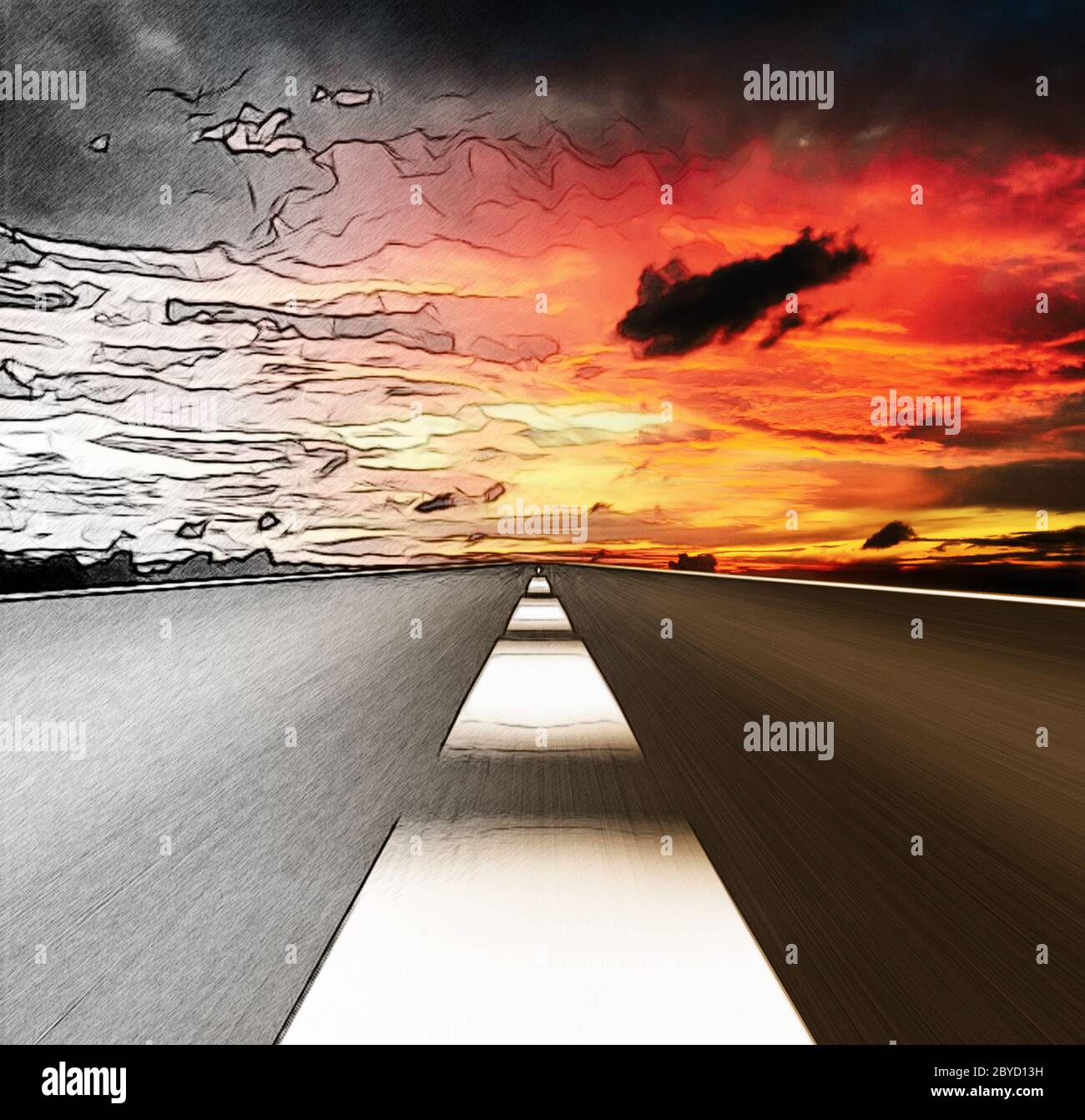 Express road disappearing over the horizon Stock Photo Alamy