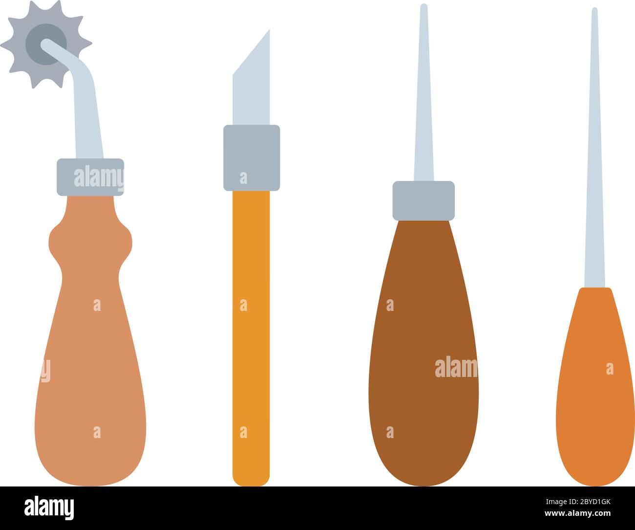 Tools for working with skin flat isolated Stock Vector