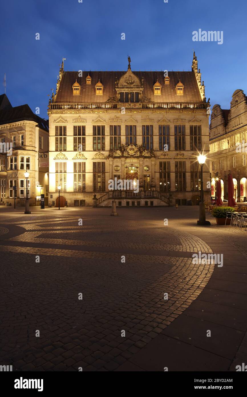 Bremen, Germany - Chamber of Industry and Commerce at the blue hour Stock Photo