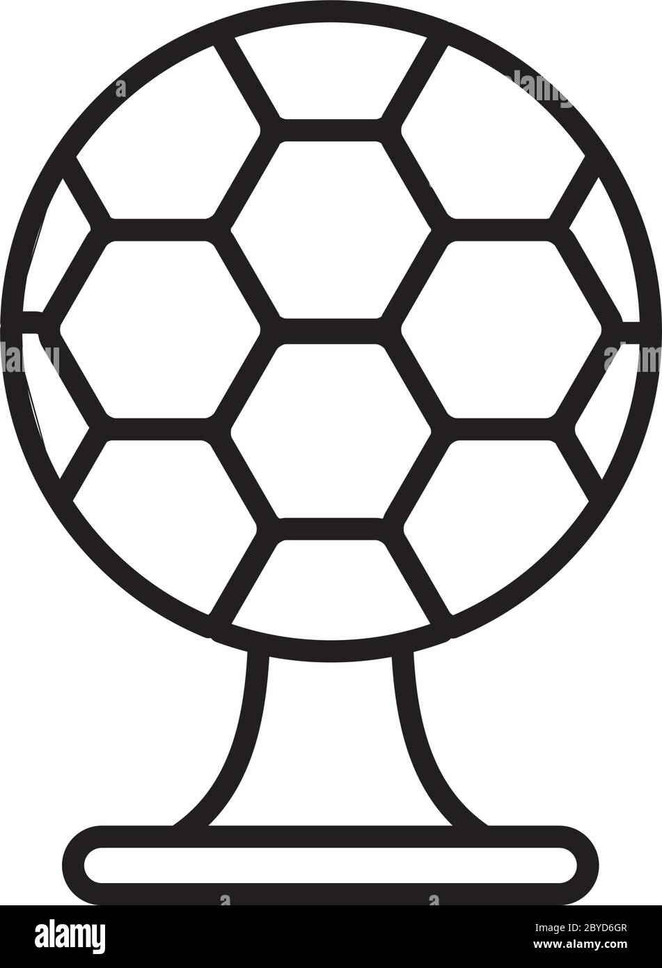 soccer ball trophy icon over white background, line style, vector ...
