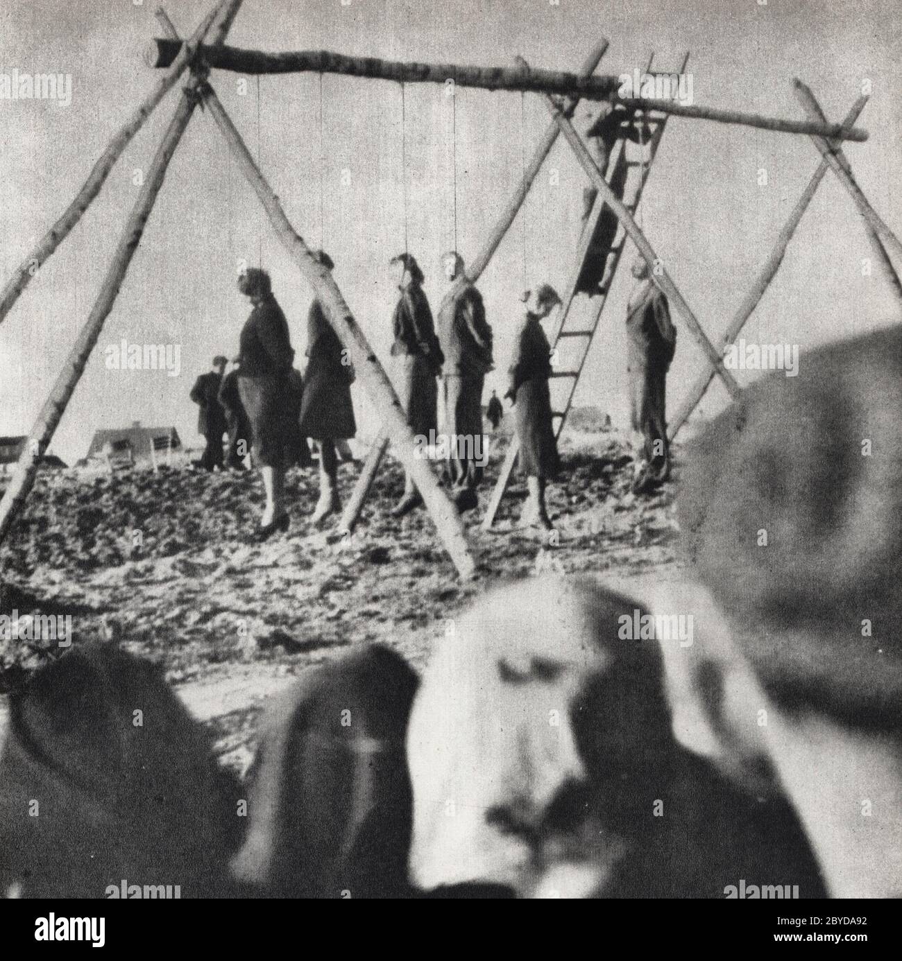 Public execution of 54 Poles in Rożki village near Radom. German-occupied Poland, 1942. Stock Photo