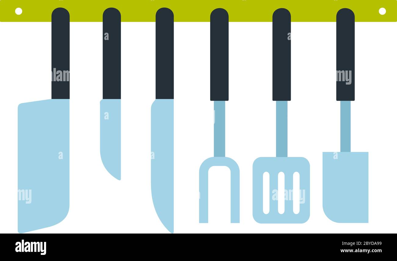 Kitchen tools on a hanger vector flat isolated Stock Vector