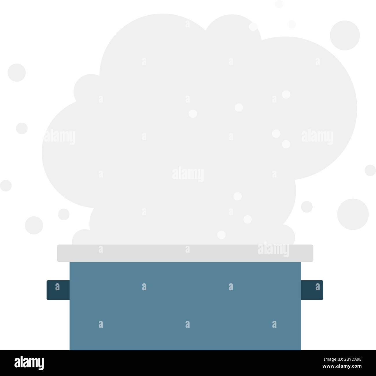 Boiling water in a saucepan flat isolated Stock Vector