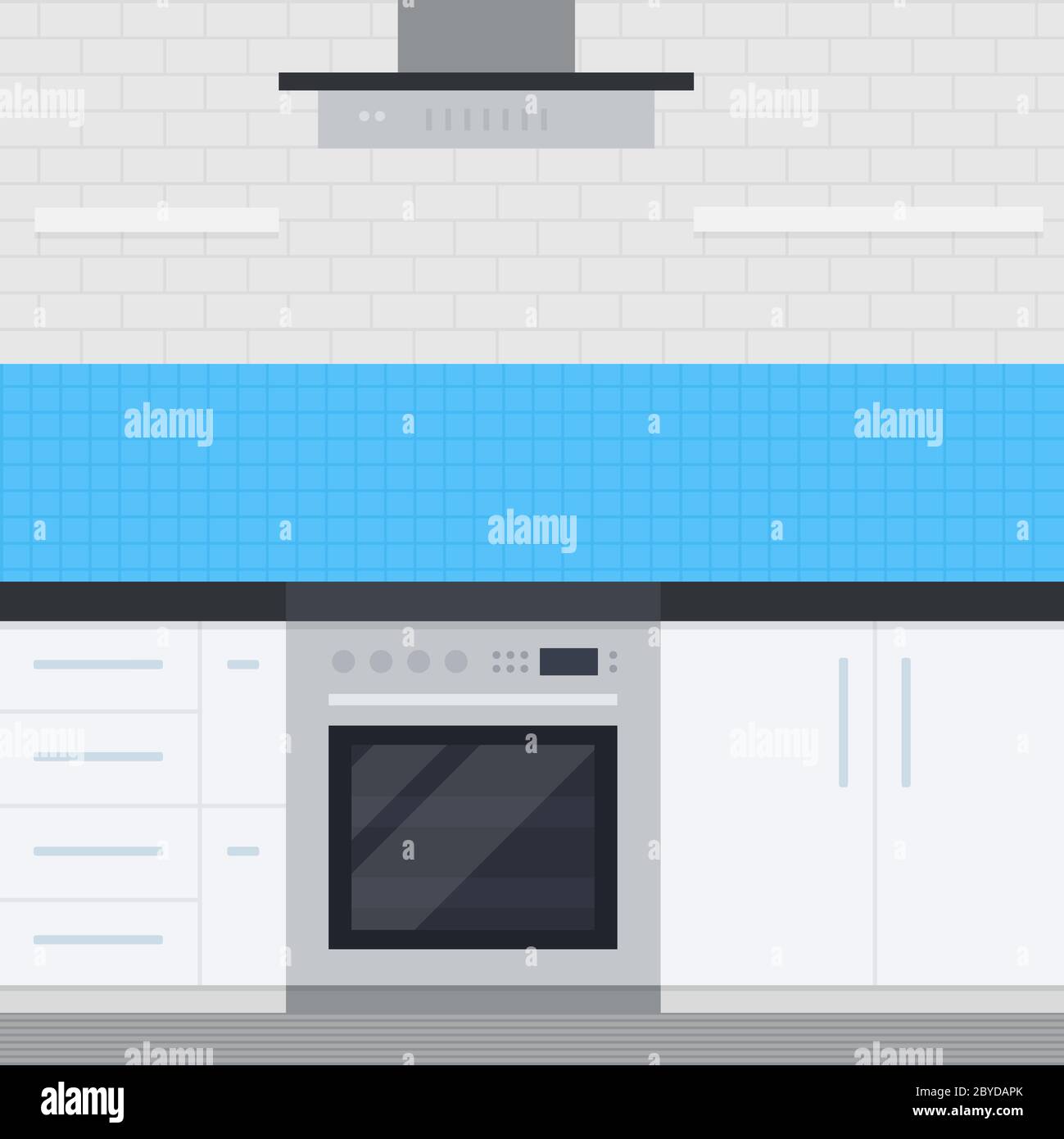 Kitchen interior with kitchen appliances flat isolated Stock Vector