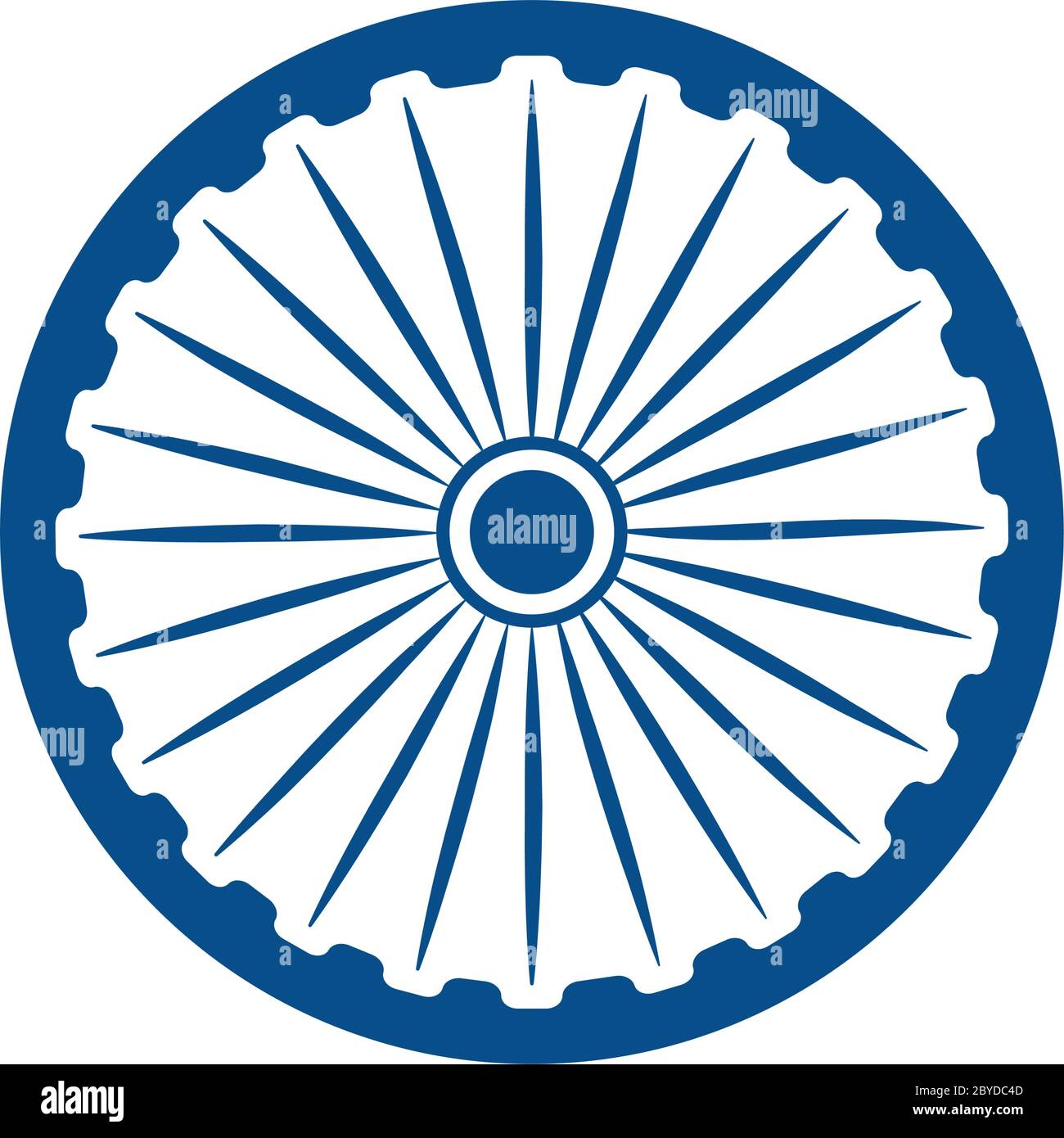ashoka chakra symbol icon over white background, flat style, vector illustration Stock Vector