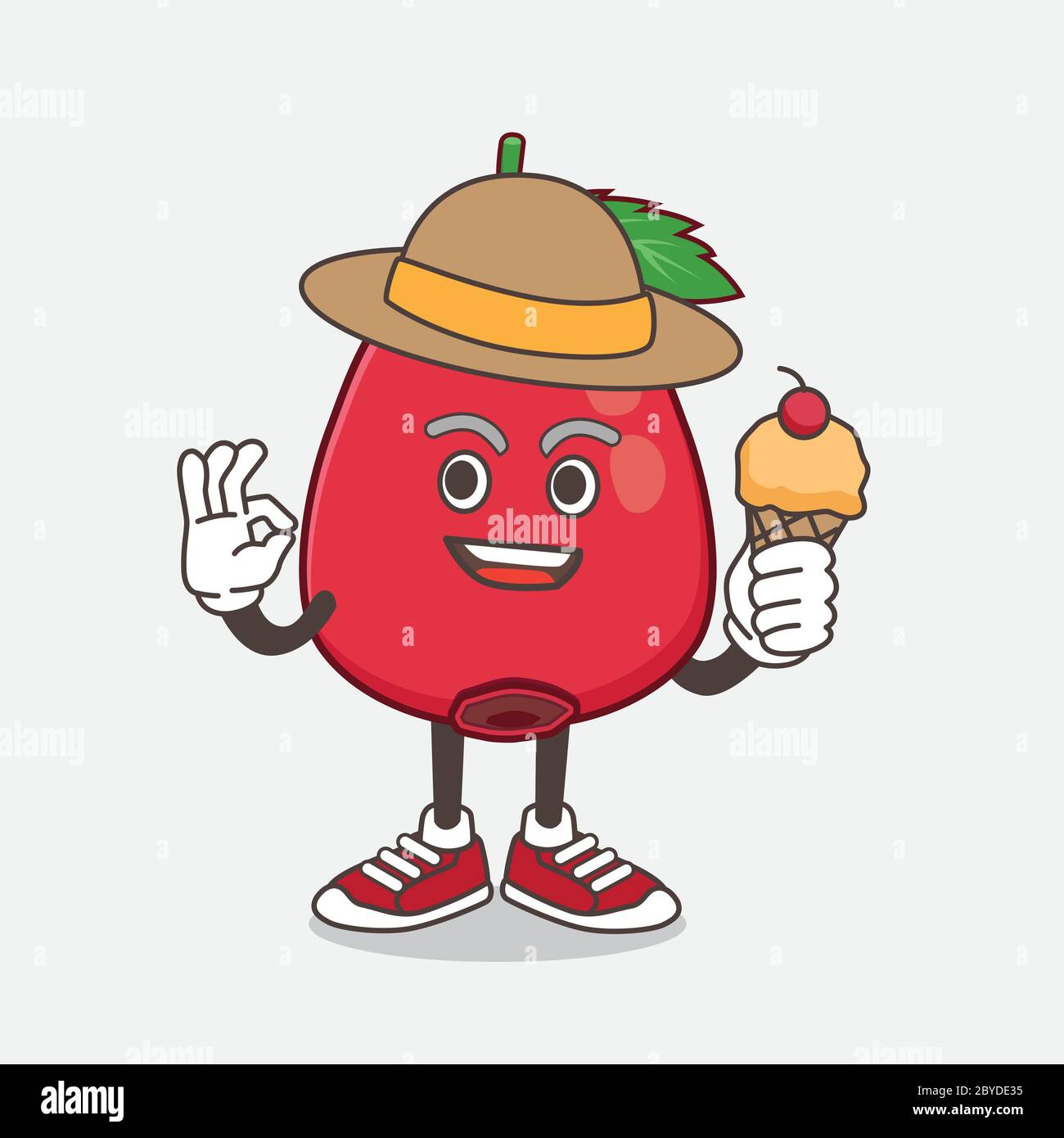 An illustration of Rose Hip Fruit cartoon mascot character holding ice ...