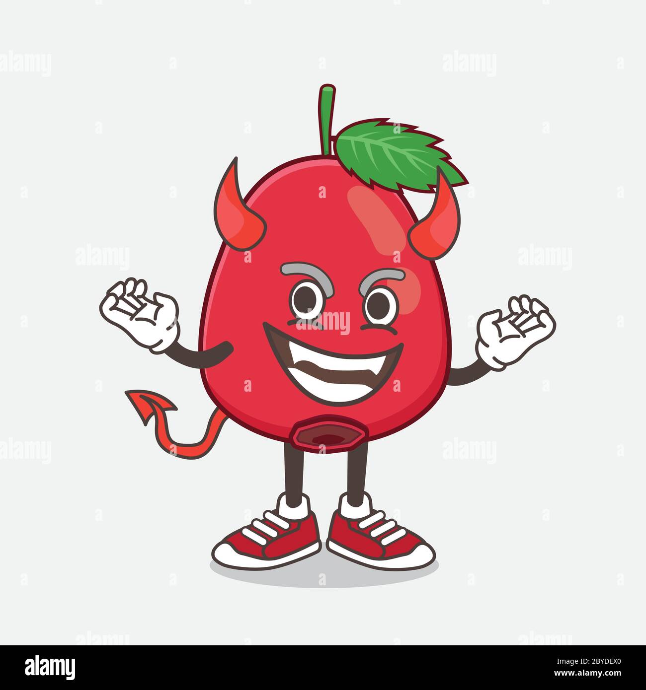 An illustration of Rose Hip Fruit cartoon mascot character as red devil ...
