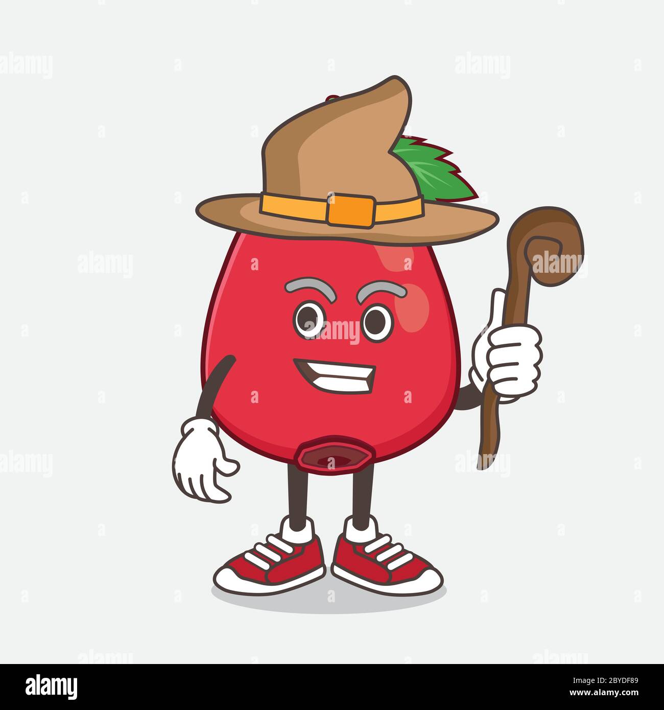An illustration of Rose Hip Fruit cartoon mascot character as a witch ...