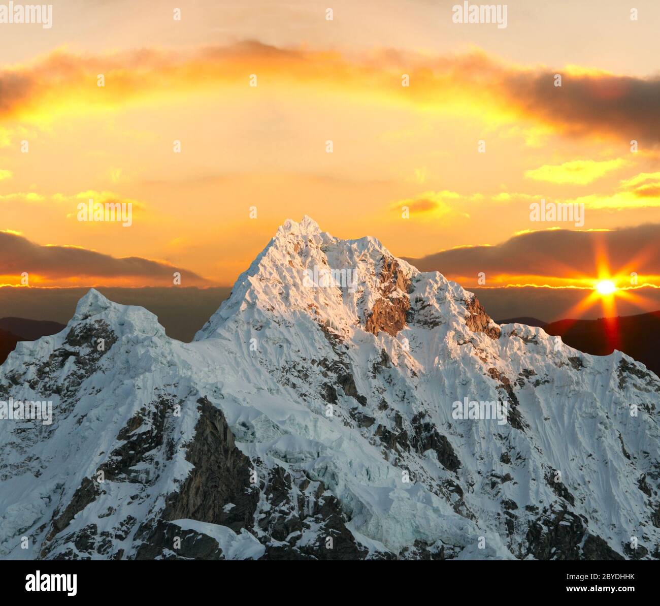 Alpamayo peak on sunset Stock Photo - Alamy
