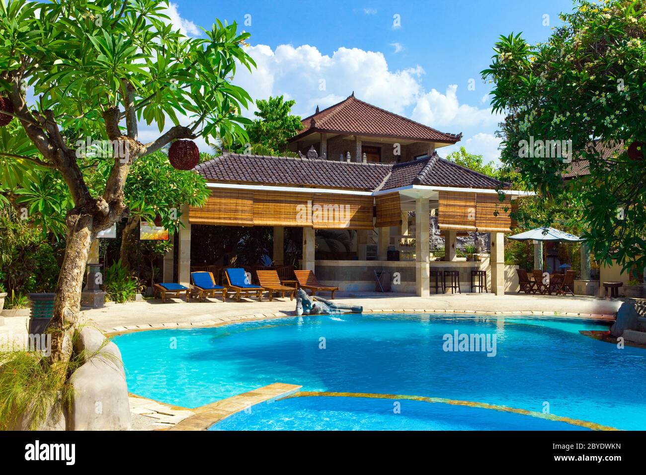 Asia. A tropical country house before pool Stock Photo